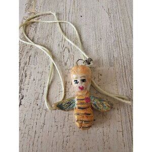 Bee Angel cherub necklace ornament gold glitter BZ Xmas tree